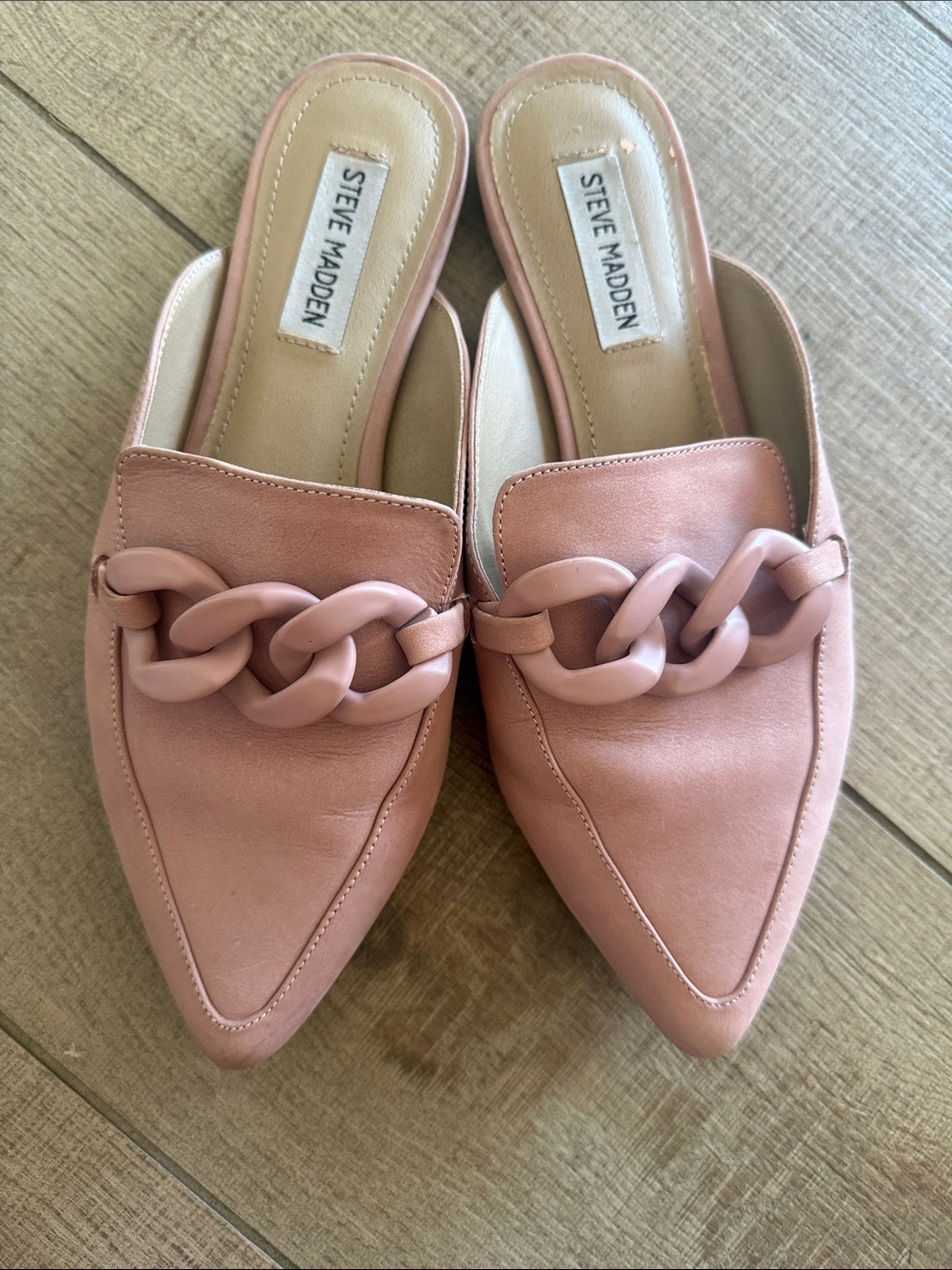 Steve Madden Dusty Rose Pointed Chain Accent Mules 8.5
